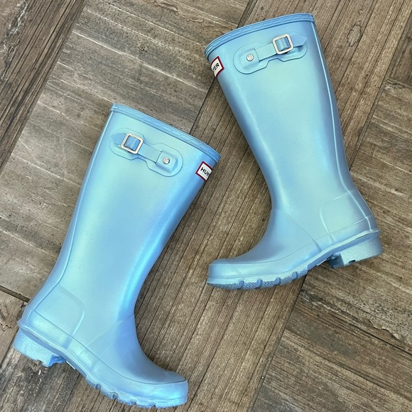 Hunter Kids Original Nebula Waterproof Rain Boot In Blue Thistle - Picture 8 of 11